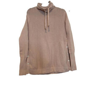 Sigrid Olsen sz S pink pebble cotton knit sweater cowl neck with drawstring 1718